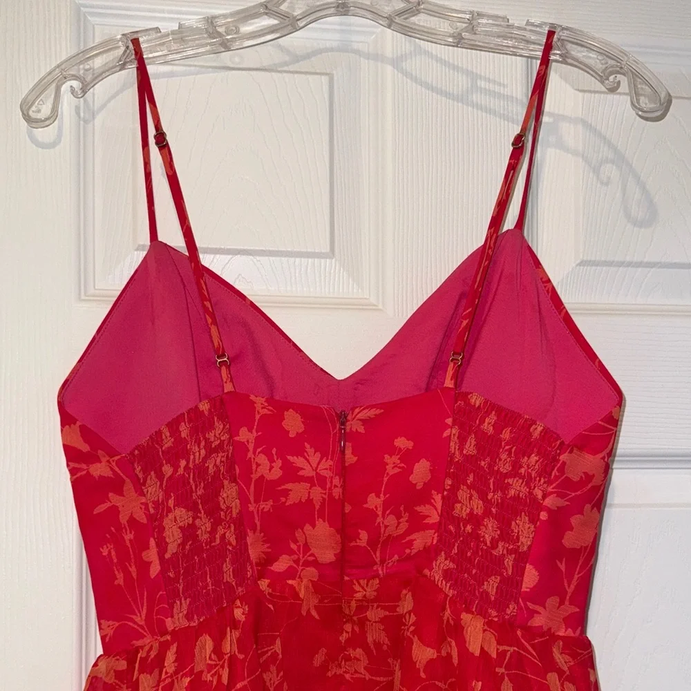 Amanda Uprichard Pink Floral Tiered Spaghetti-Strap Gown - Picture 9 of 14